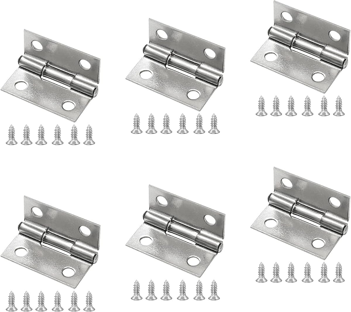 Piutouyar 6Pack 1 Inch Butt Hinge 304 Stainless Steel Mini Hinges | Small Cabinet Hinges, Folding Craft Hinges, Mounting Screws Included, For Boxes Gate Drawer