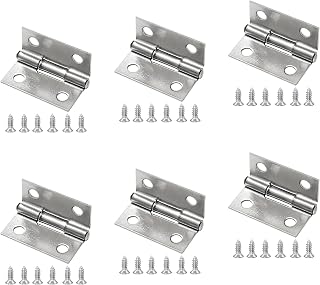 Piutouyar 6-Pack 1-Inch Mini Butt Hinges - 304 Stainless Steel Folding Craft Hinges with Screws for Cabinets, Boxes, Drawers & DIY