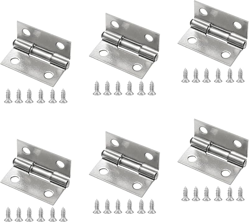 Piutouyar 6Pack 1 Inch Butt Hinge 304 Stainless Steel Mini Hinges | Small Cabinet Hinges, Folding Craft Hinges, Mounting Screws Included, For Boxes Gate Drawer