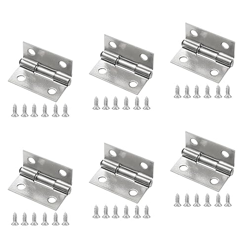 Piutouyar 6Pack 1 Inch Butt Hinge 304 Stainless Steel Mini Hinges | Small Cabinet Hinges, Folding Craft Hinges, Mounting Screws Included, For Boxes Gate Drawer