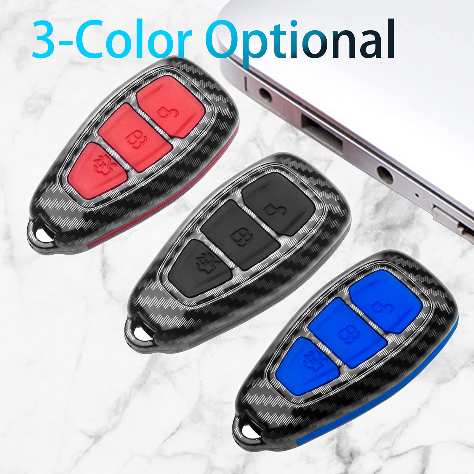 Funda Para Llave De Fibra De Carbono TPU - Compatible Con Ford F-150, Escape, EcoSport Y Más