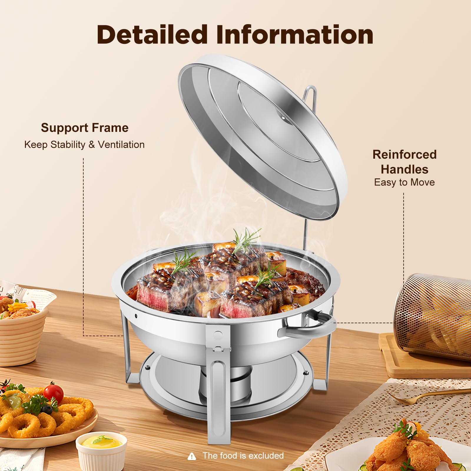 Contenitore termico per alimenti, 7,5 l, in acciaio inox, rotondo, con coperchio, accessorio per catering, per hotel, buffet, ristoranti, riunioni di famiglia