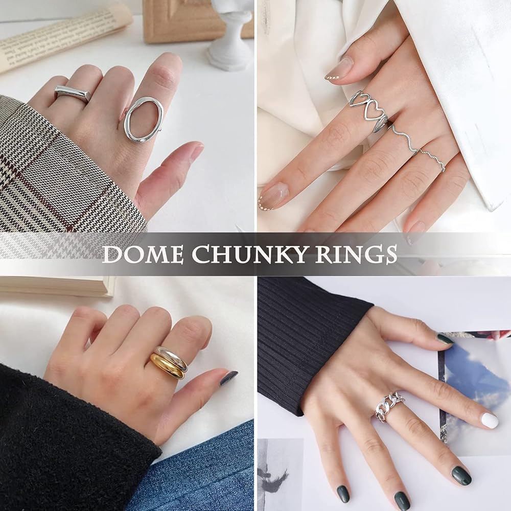 12 Anelli Regolabili Per Dita - Oro, Argento, Nero, Design Fiore, Cuore, Freccia, CZ - Foto 7