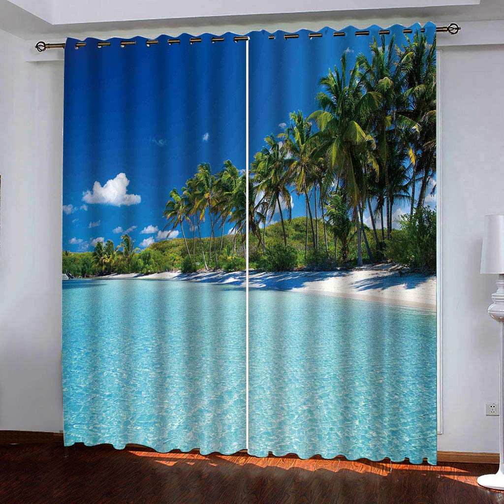 Rideau occultant isolant thermique 140x280 pour salon et chambre moderne bleu