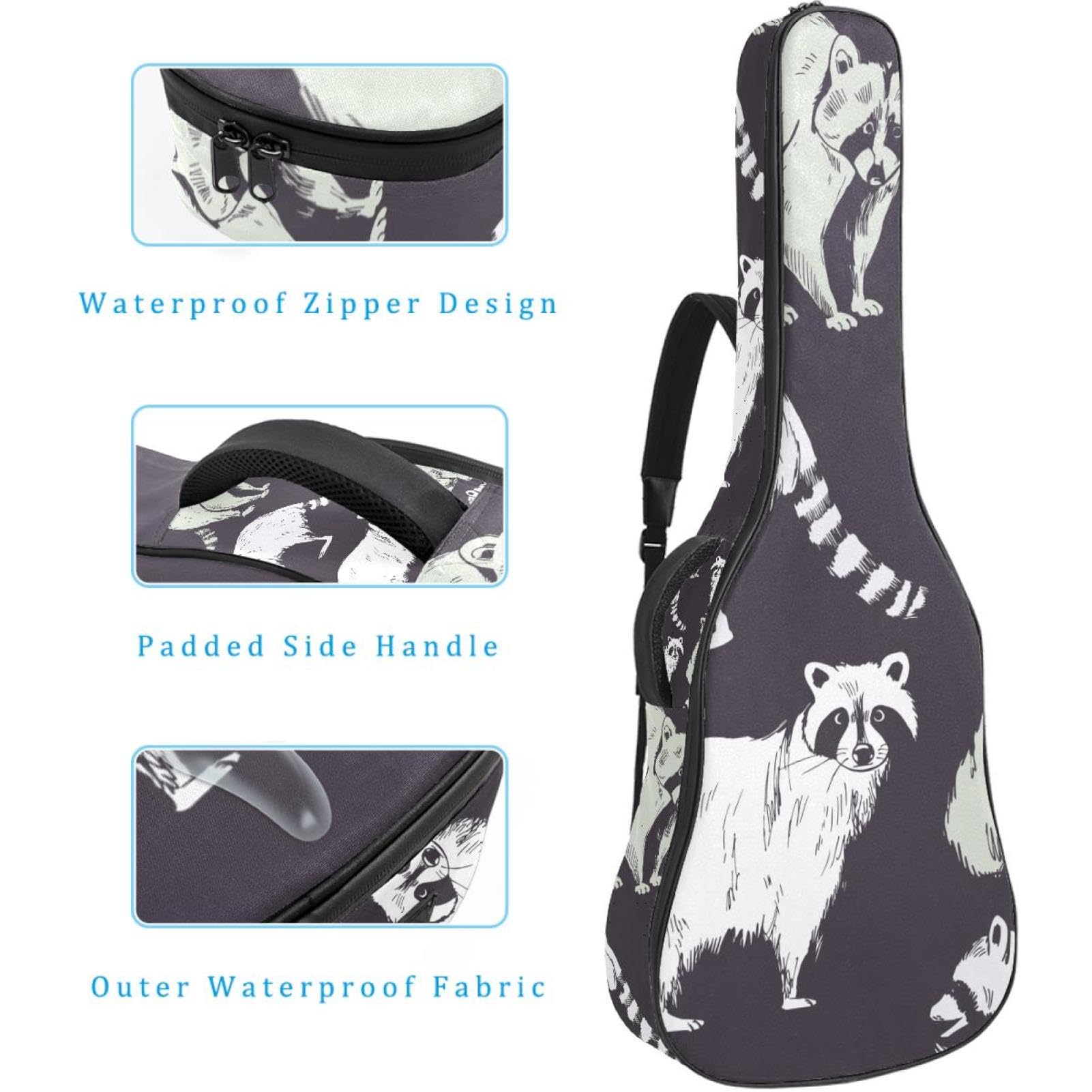 Torba na gitarę akustyczną Wodoodporny plecak na gitarę Gruby miękki wyściełany szop klasyczna obudowa na gitarę, wielobarwny, 42.9x16.9x4.7 in, Organizer do torby