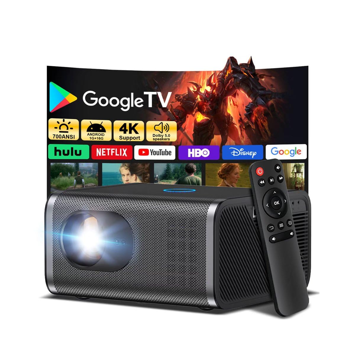 Polaring A1 Projector: 1080P, 4K, 30000 Lumens, Built-in Apps