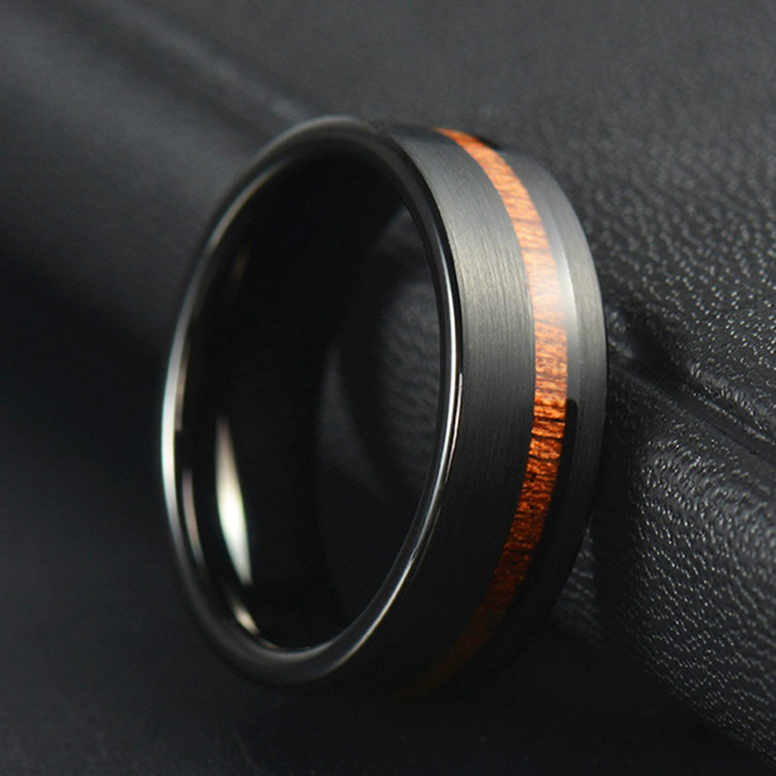 Aeici Anillo de boda para hombre y mujer, anillo con grabado de tungsteno 8 mm, anillo negro de madera