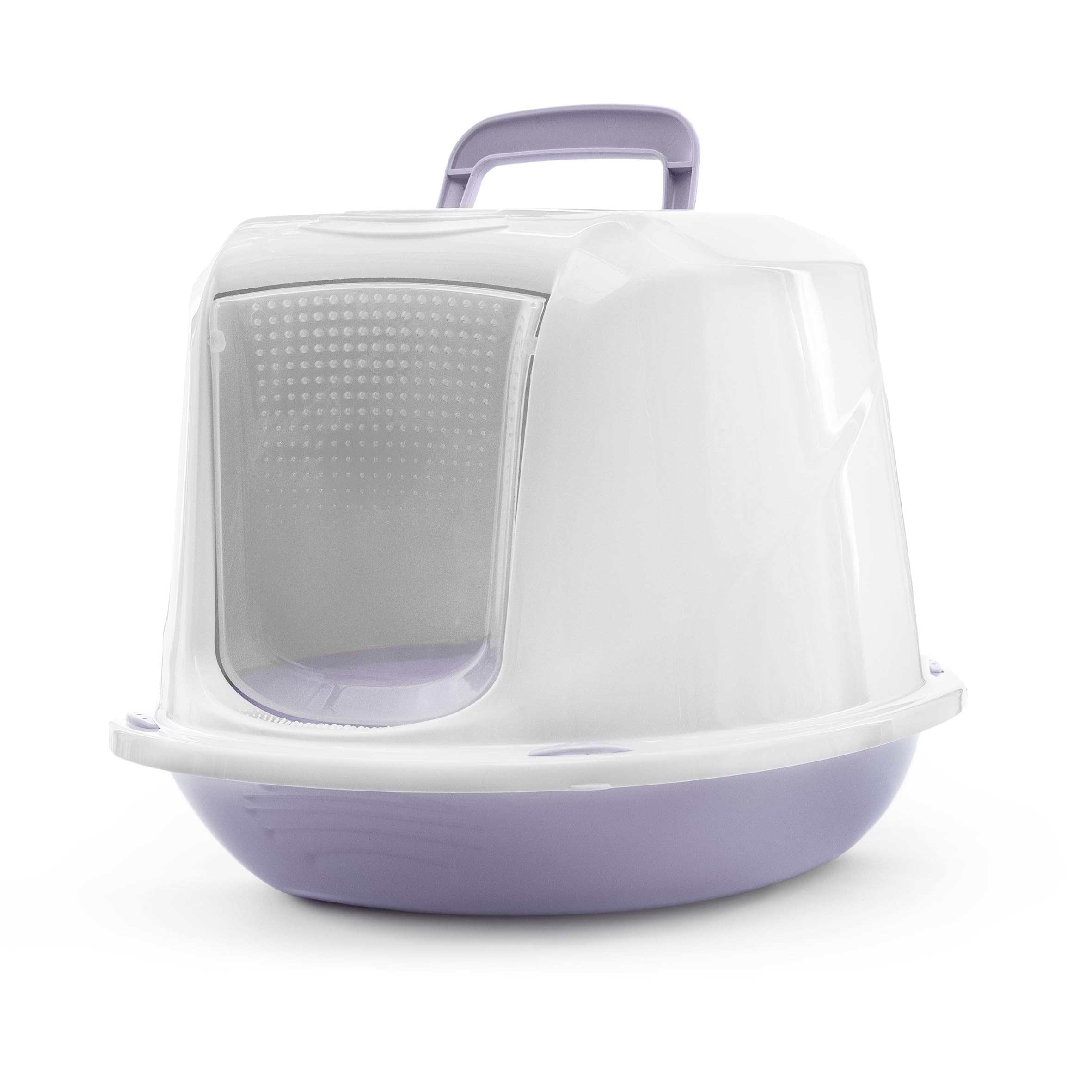 Record Arena+ Closed Cat Tray with Handle and Filter, Lilac 57 x 39.5 x 38 cm, Plastic Toilet Modern Design, Easy to Clean, Made in Italy