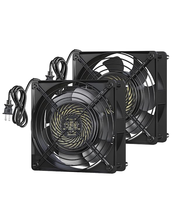 DEWENWILS 2 Pack 120V AC Fan, Waterproof Exhaust Fan 120mm, 18W 2850RPM 90CFM, DIY Cooling Fan for Refrigerator, Computer Case, Compressor Engine, Generator, UL Listed by DEWENWILS - Used condition - US$30.93