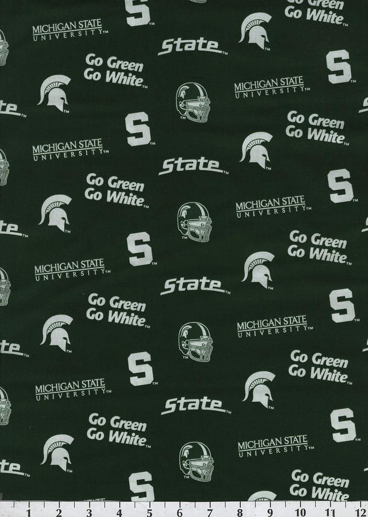SYKEL ENTERPRISES Michigan State Cotton Fabric-Michigan ST Cotton Fabric by SYKEL
