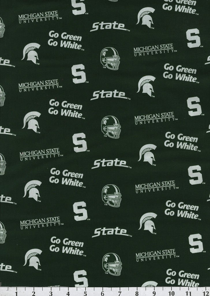 SYKEL ENTERPRISES Michigan State Cotton Fabric-Michigan ST Cotton Fabric by SYKEL