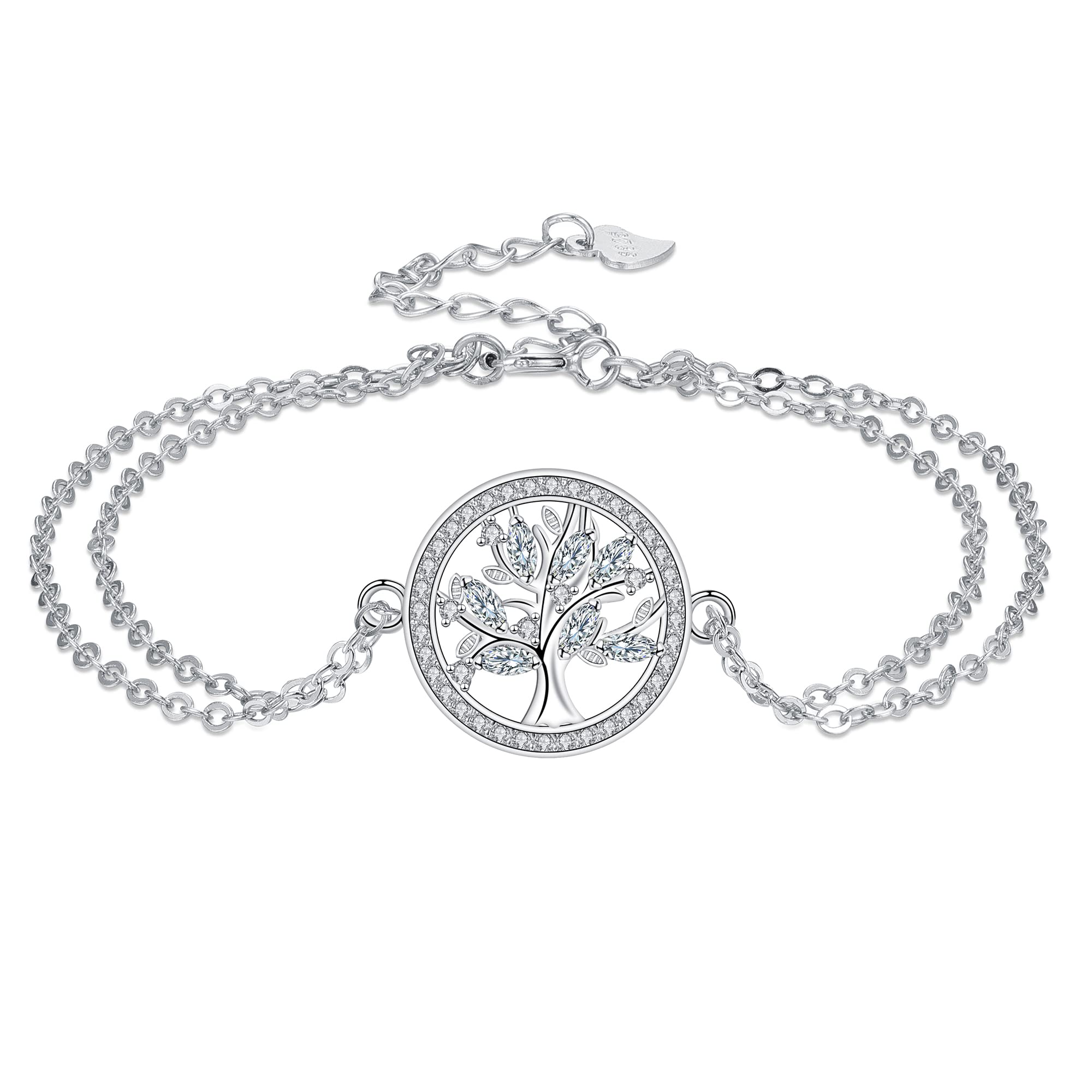 Micory Damen Armband 925 Silber mit Geschenkbox Armbänder Damen Verstellbar Armkette Valentinstag Muttertag Geburtstags Weihnachten Geschenk