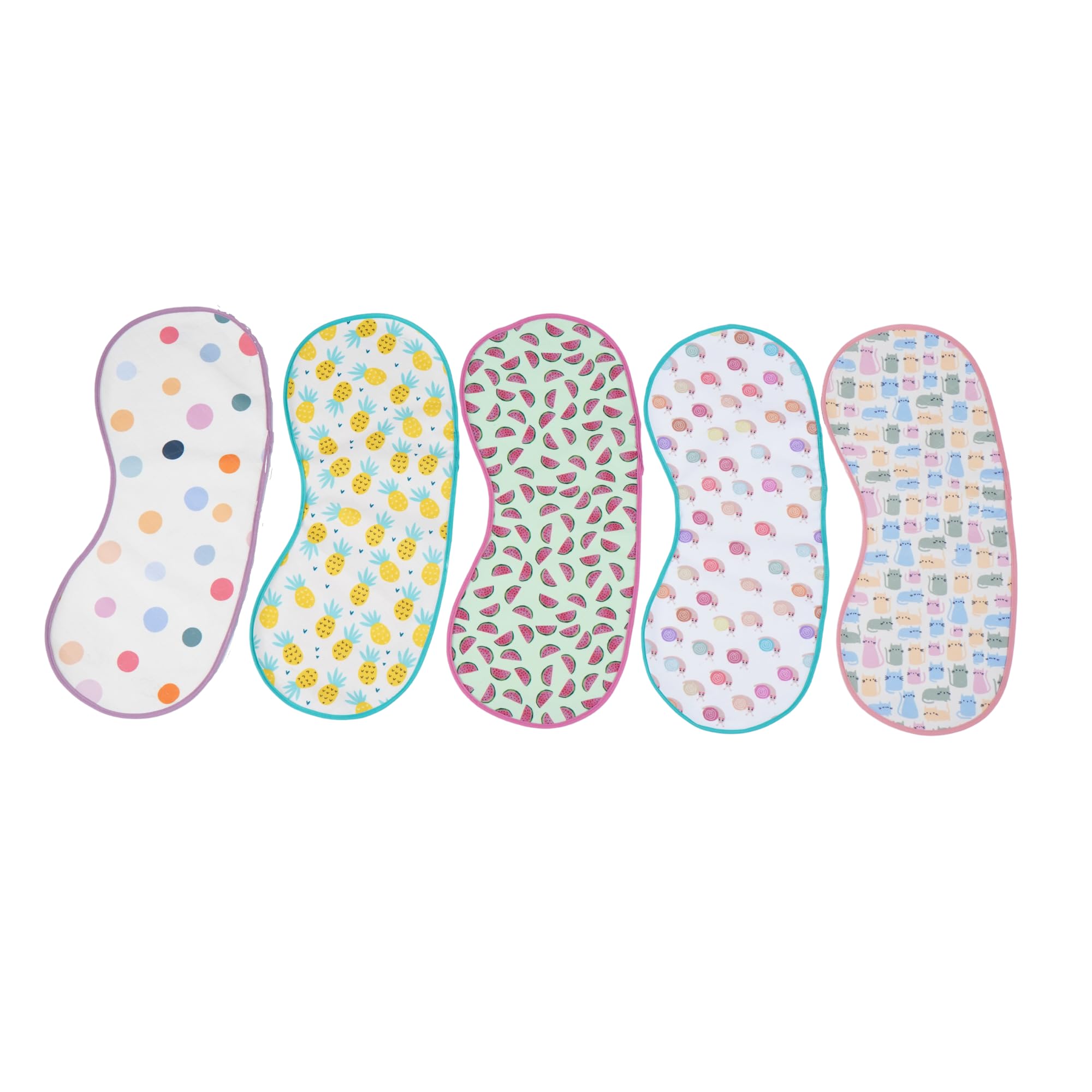 HAPPY MATTY Absorbent Fast Dry and Washable Set of 5 Baby Burp Sheets Multicolour 0-3 Years Size Large (56cm x 24cm)