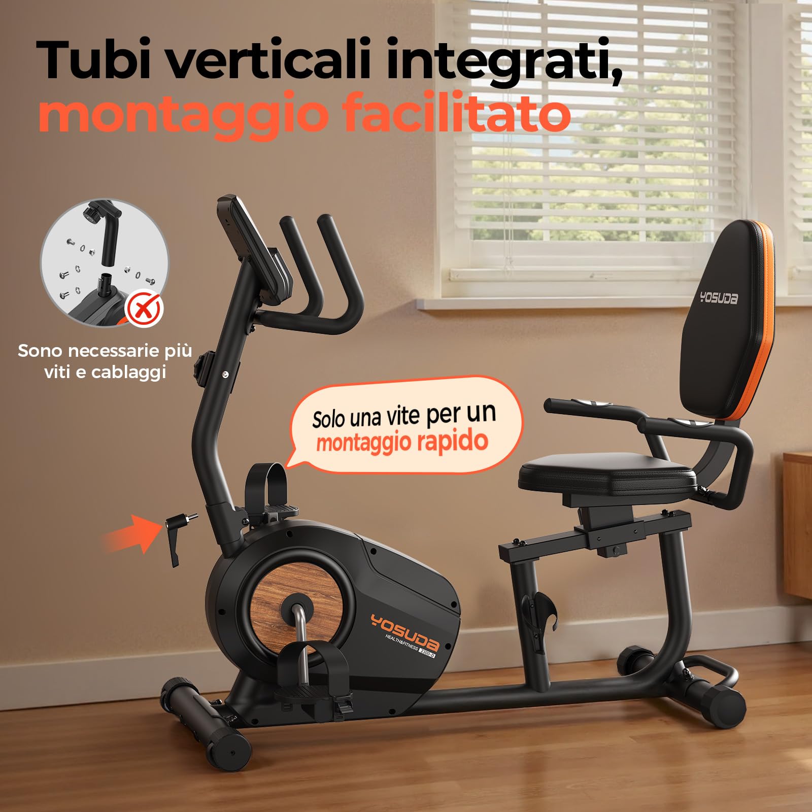 YOSUDA 2026 Upgrade Cyclette orizzontale, 16 Livelli di Resistenza, Sedile XL comfort 4D regolabile, App/Bluetooth, Colonna pieghevole, 160 KG/190 CM, Cyclette da seduta, Cyclette professionale