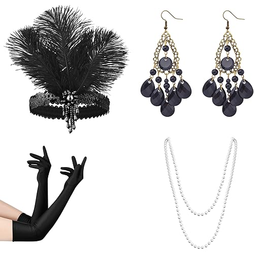 1920s Gatsby Accessories Set Women Roaring 20s Costume Flapper Accessories for Party Halloween