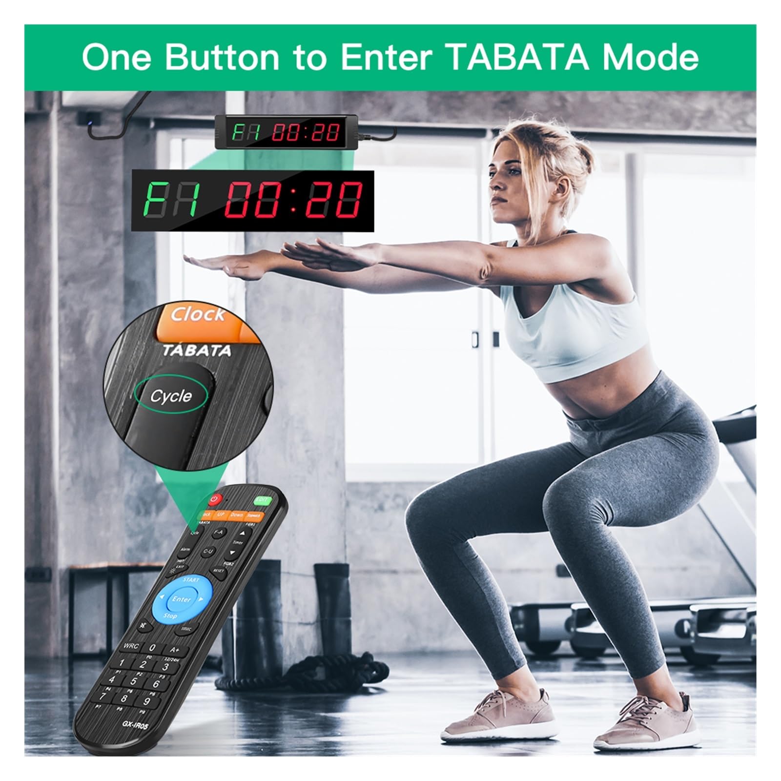 Horloge Murale LED, Minuterie d'entraînement LED horloge murale à distance chronomètre minuterie d'intervalle électronique précise avec télécommande for l'entraînement de fitness gymnastique