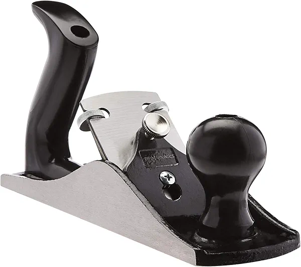 Amazon Basics Woodworking Hand Planer - No.4 Adjustable Bench Plane with 2-Inch Blade for Wood Smoothing, Grey/Black