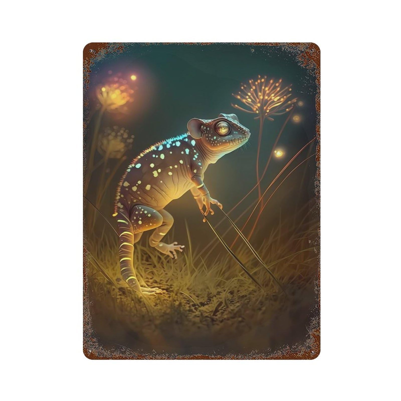 Chameleon Otherworldly Retro Metal Sign 15.7"x11.8", Farmhouse Wall Decor for Cafe, Home Bar And Lounge Decor