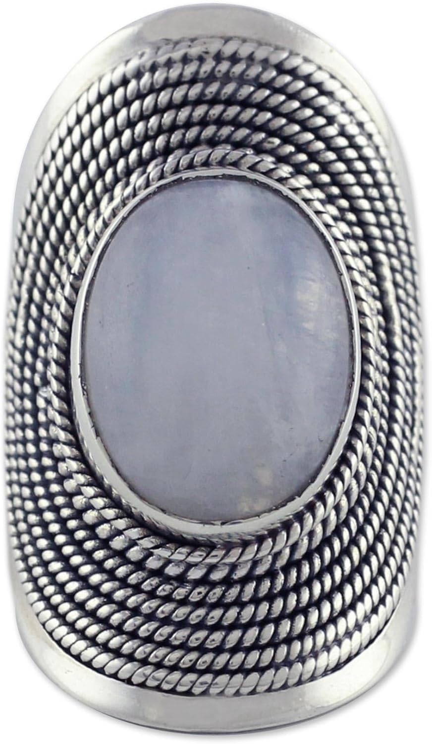 NOVICA Moonstone - Rainbow .925 Sterling Silver Ring 'Jaipur Mist'