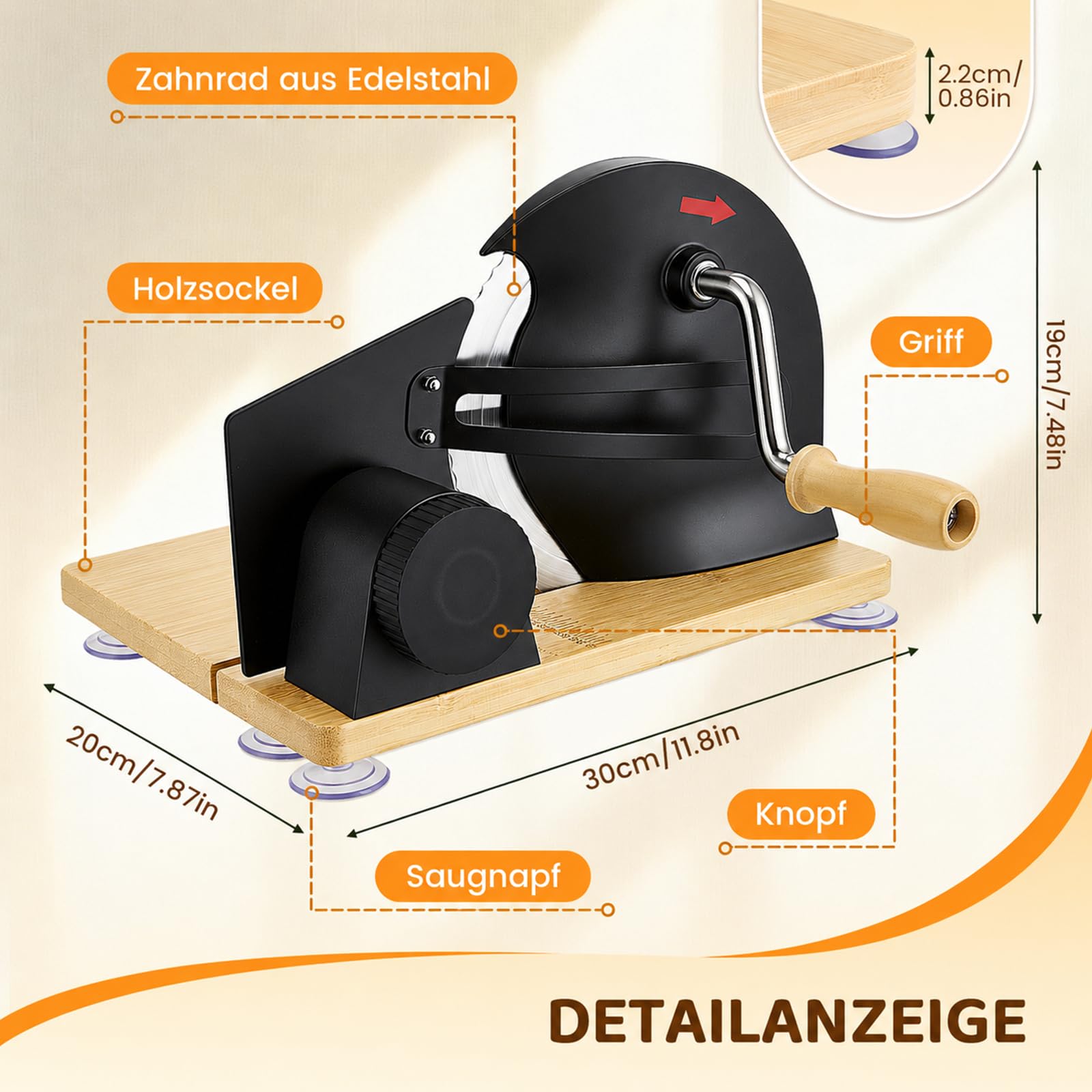 Brotschneidemaschine, Brotschneidemaschine Klappbar Manuell, Edelstahl 304, Allesschneider Mit Skala, Einstellbare Scheibendicke, Brotschneider Für Käse,Brot und Gemüse (Schwarz)
