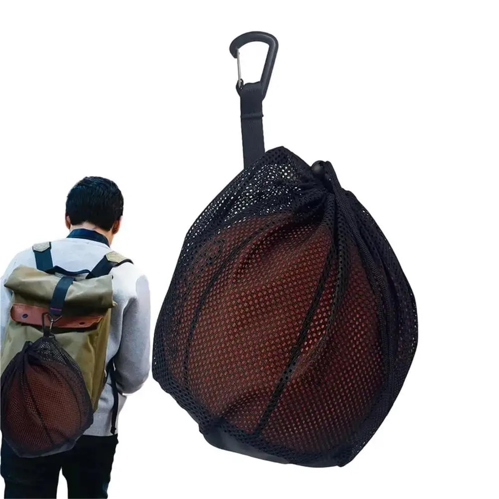 Bolsa De Baloncesto Mochila de Baloncesto portátil, Bolsa Transporte Malla for Deportes al Aire Libre, fútbol, ​​Voleibol, Viajes, Gimnasio, Yoga, una Sola Bola