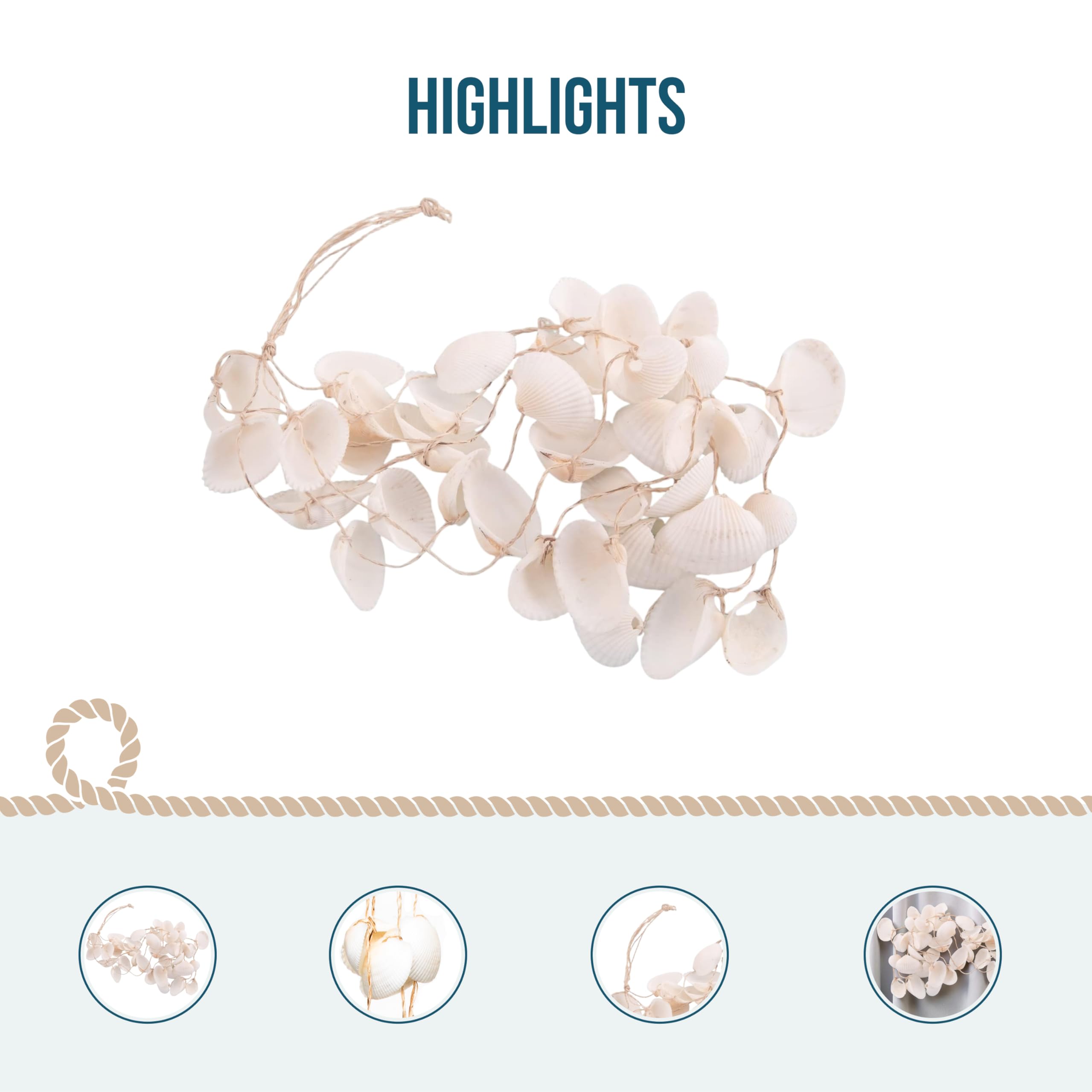 Gioco vento conchiglie: mobile mare stile marino da appendere, decorazioni nautiche bagno soggiorno giardino, arredamento tema mare casa, oggettistica marina estiva per feste, 40 x 9 x 4 cm