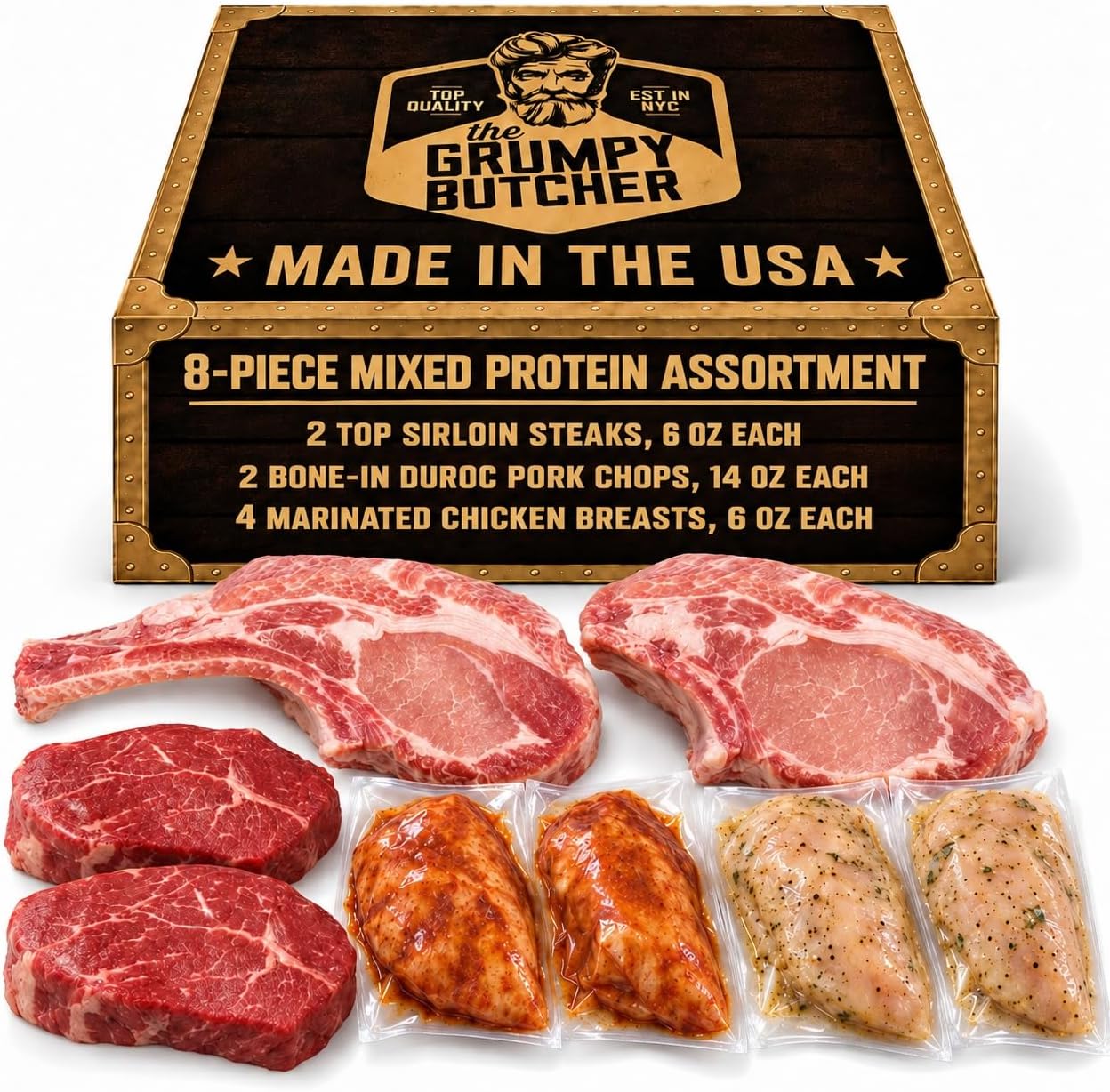 Grumpy Butcher Premium Meat Gift Box, 8 Pack, 4 lb