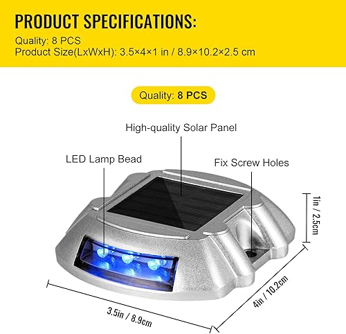 Vista 25 de Luces solares Happybuy para el camino de la entrada con tornillos, para exteriores, impermeables. 6 luces LED para ver el camino, jardín, pasarela