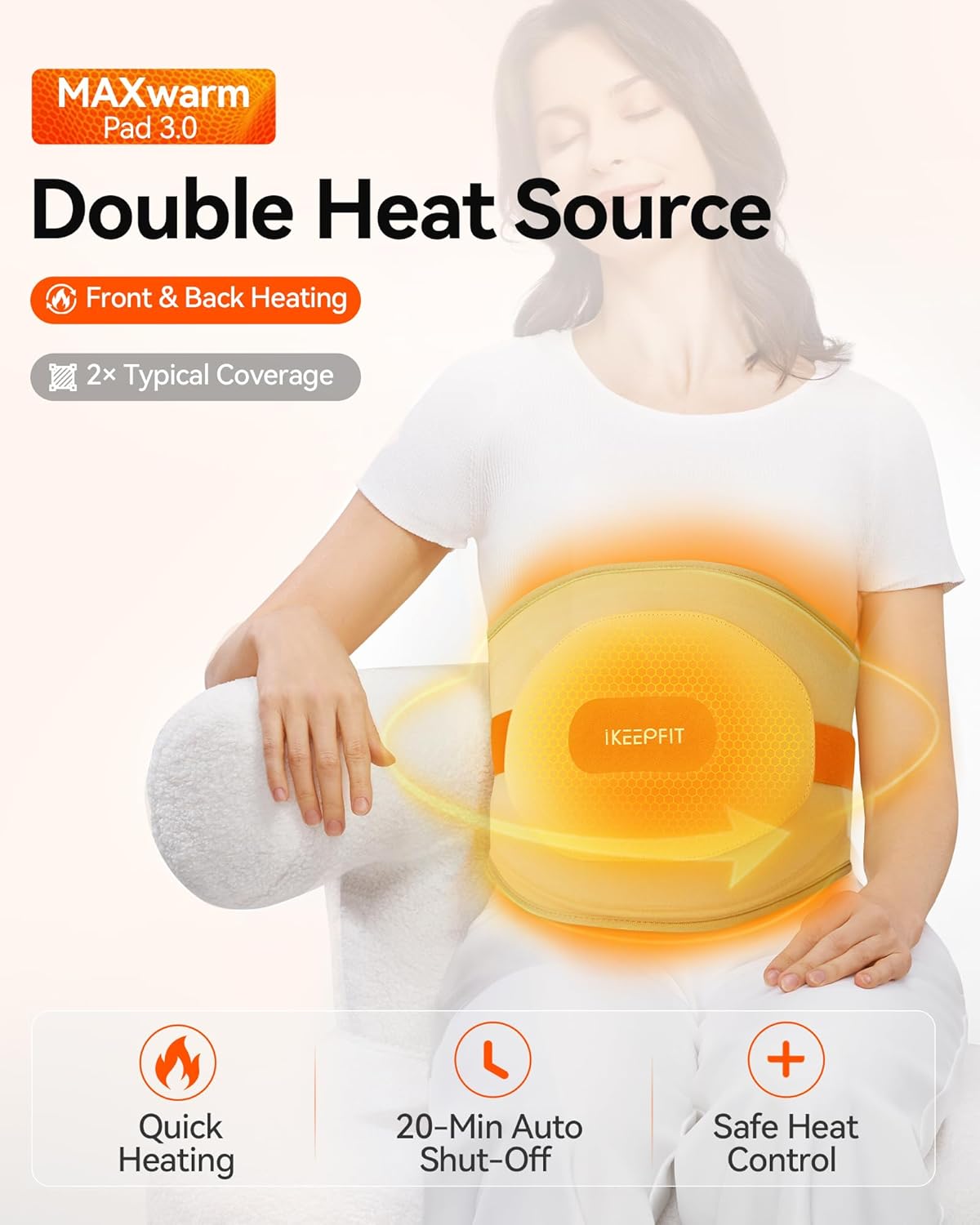 Portable Heating Pad for Back, Cordless Wearable Heat Belt with Massager for Lower Back Pain Relief, Battery Powered 8000 mAh Rechargeable, MAXwarm® 3.0, Gift for Women Men 90-310 lbs - Image 8