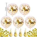 AMFIN® (Pack of 10) Transparent Balloons Bouquet Combo with Pre Filled Golden Confetti & Ribbons for Anniversary, Birthday Girl, Baby Shower, Office Party Decorations Balloon Bunch for Decoration gallery image