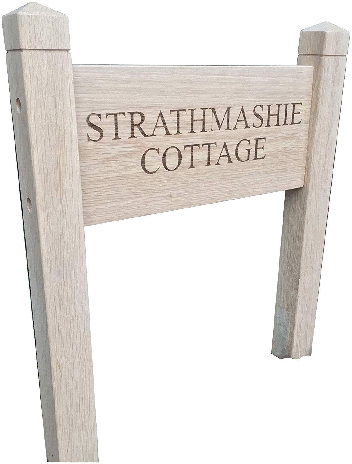 Personalised Standing Oak House Name Sign, Carved, Custom Engraved Outdoor Wooden Name Plaque and legs