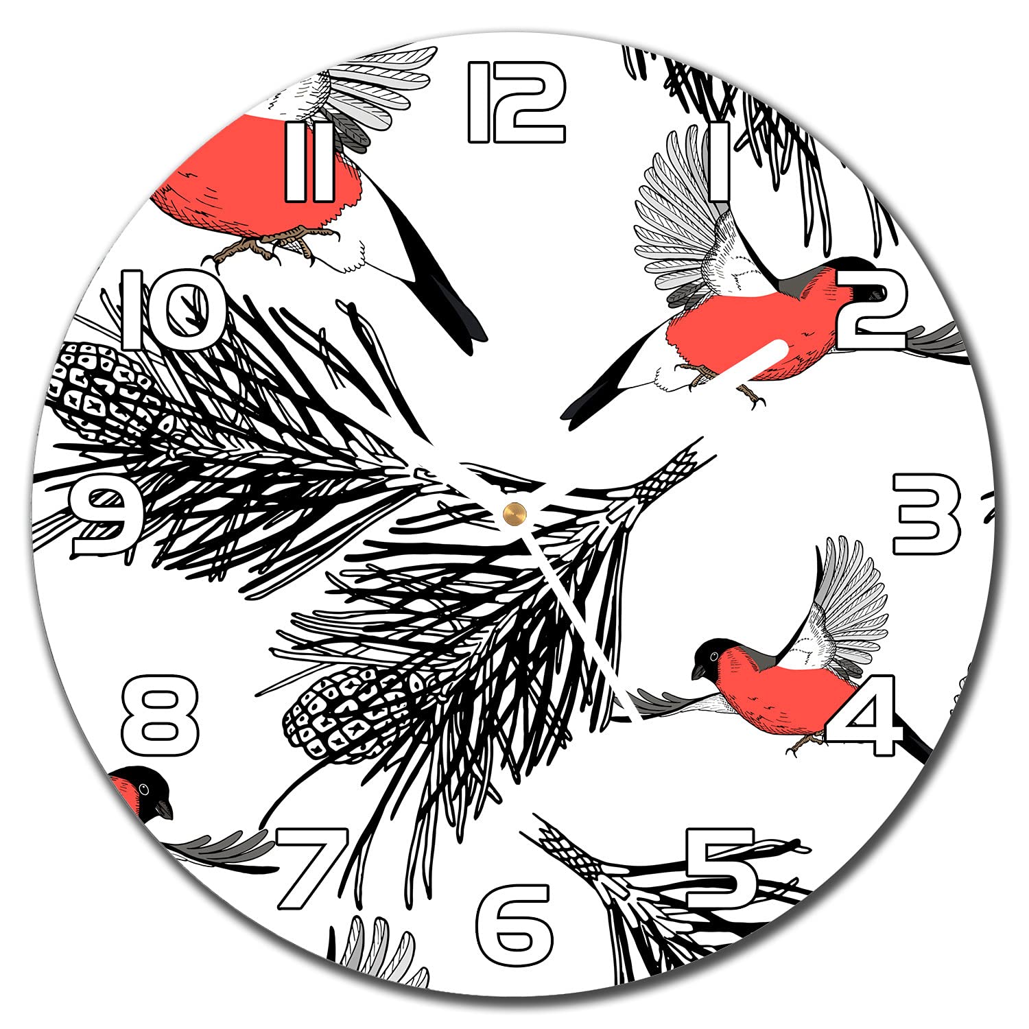 Horloge en verre 30 cm murale aiguilles blanches cuisine salon moderne