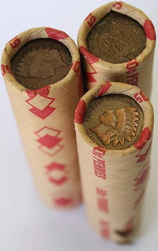 Cartucho de centavos de trigo fuera de circulación con extremos de centavos indios, lote en cartucho de monedas estadounidenses antiguas