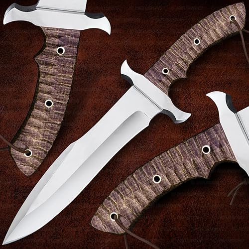 Cuchillo Bowie grande con funda de 13.5 pulgadas, cuchillo Bowie de acero inoxidable D2 pulido espejo - Cuchillo Bowie personalizado afilado para
