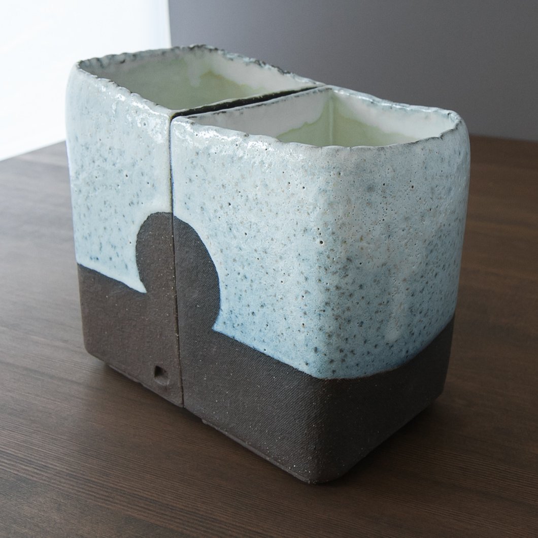 Handmade Contemporary Ceramic Sculptural Vase Pair