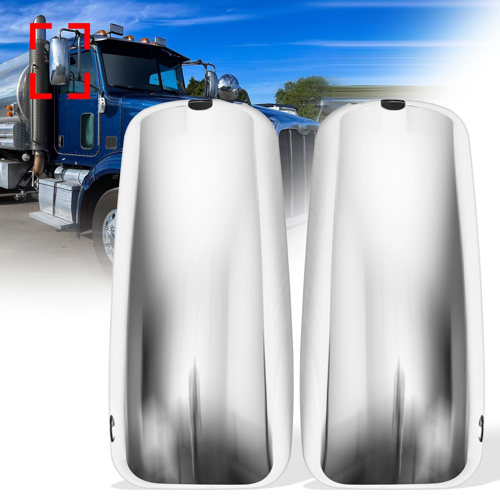 Chrome Door Mirror Cover Set Fit for Peterbilt 386 389