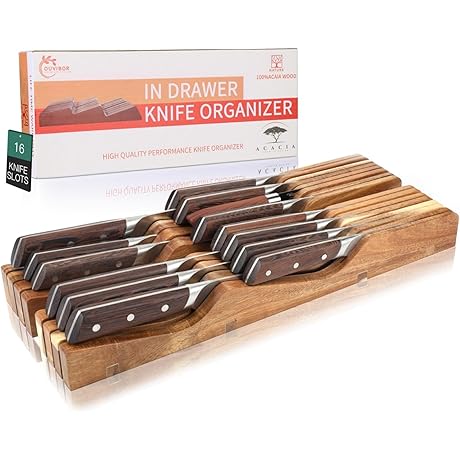 Acacia Wood Knife Drawer Organizer: Compact Storage for Your Culinary Arsenal
