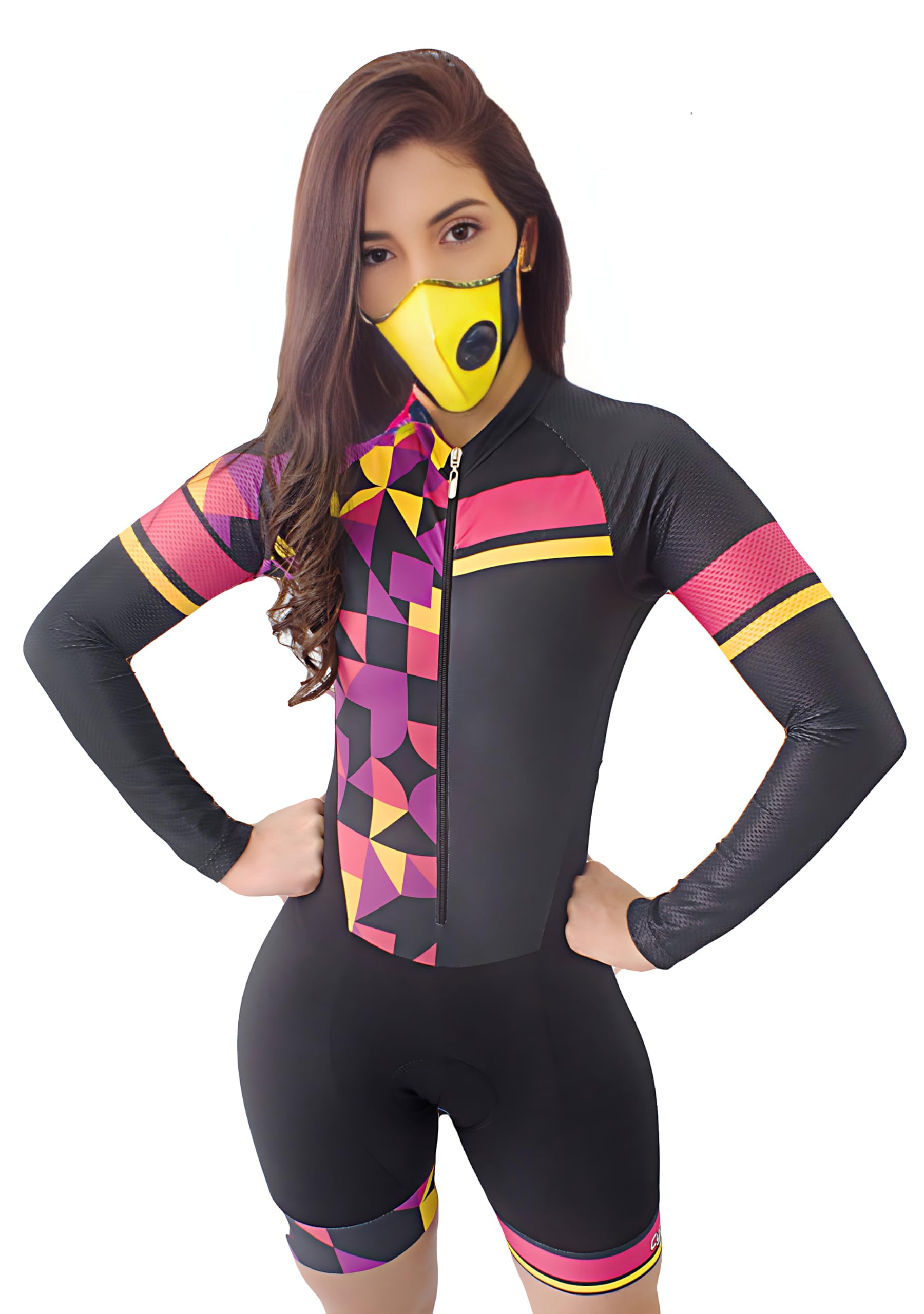 Tuta da triathlon da donna, a maniche lunghe, da ciclismo, tuta da triathlon, taglie XS-3XL, Multicolore 4., X-Large