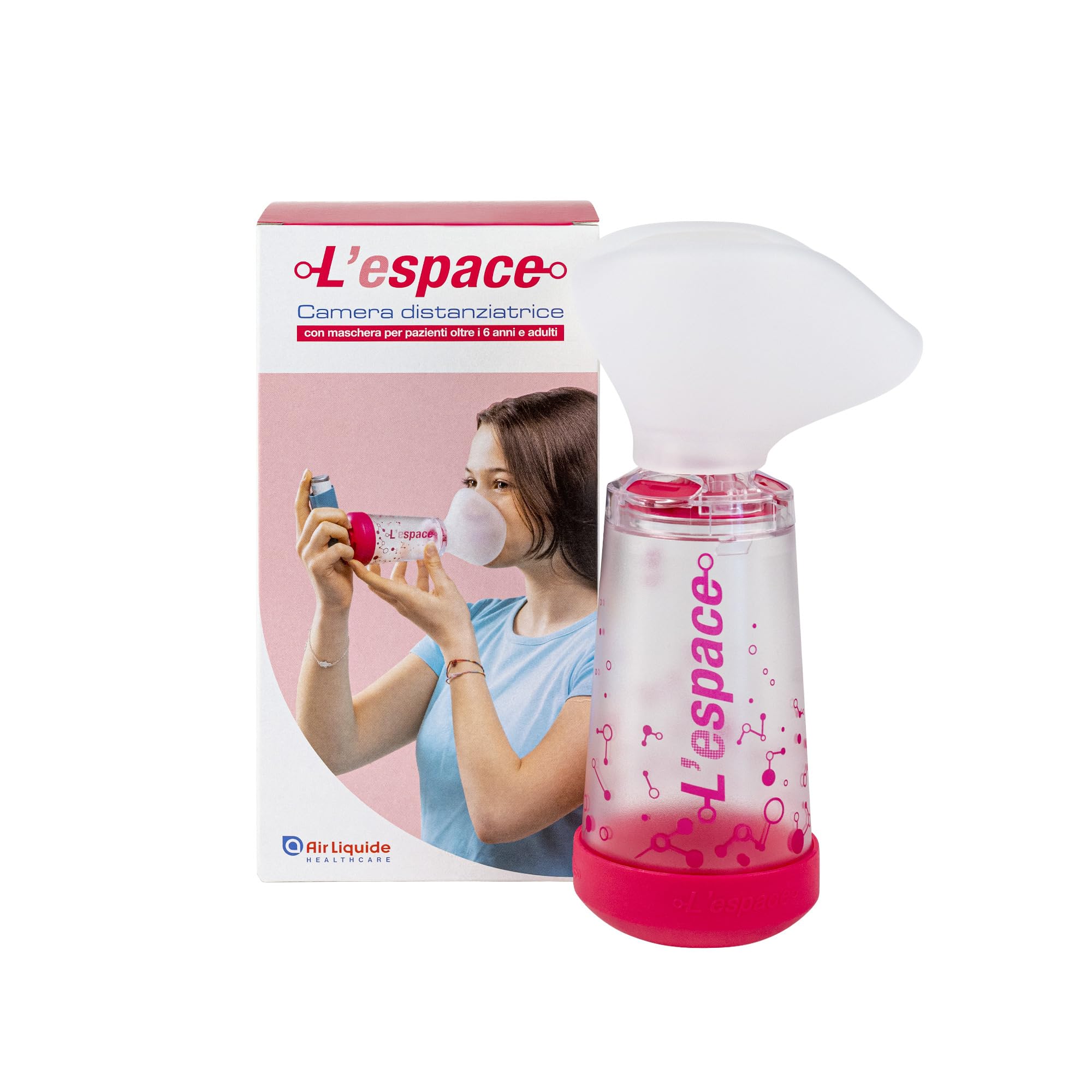  L'ESPACE Room Spacer da Air Liquide per pazienti non collaborativi (> 6 anni)
| L'ESPACE Room Spacer con maschera per t
