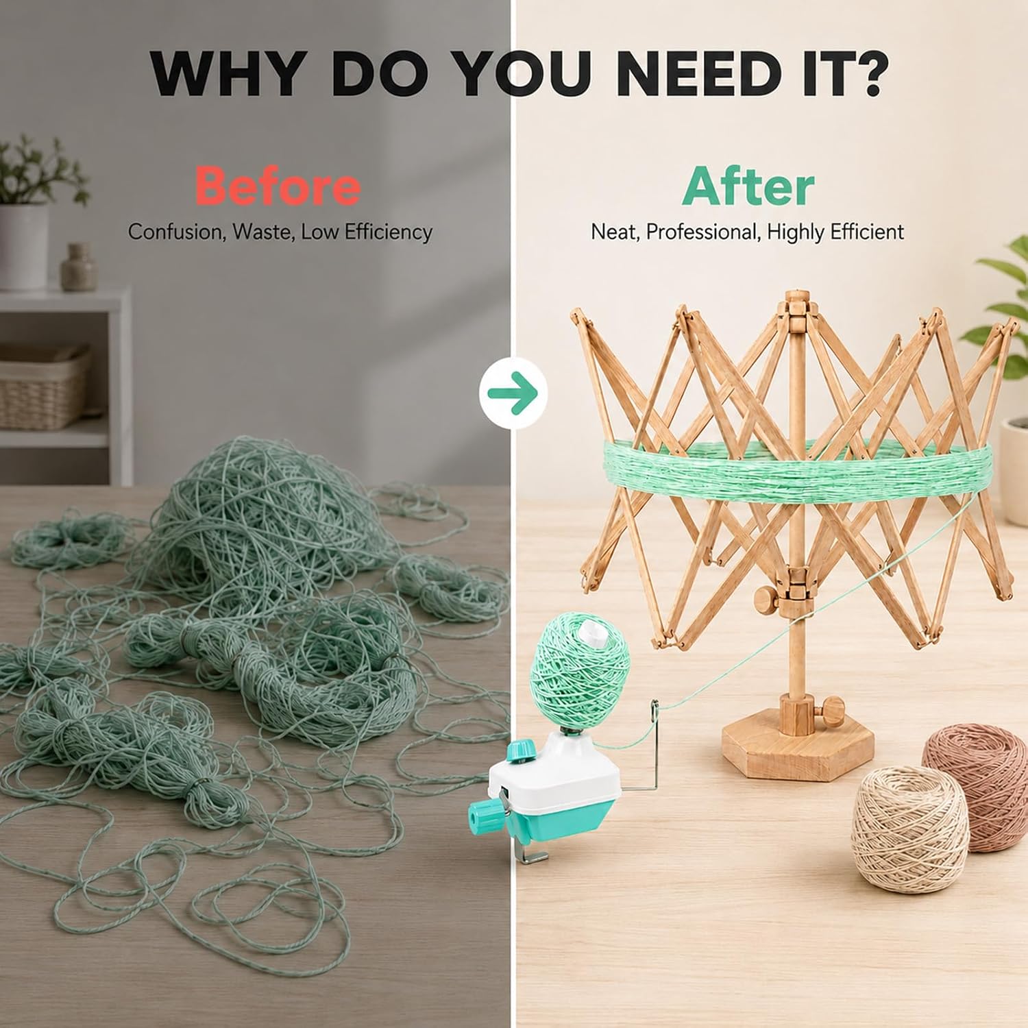 Yarn Winder and Swift,Smooth Operation,Durable Wood,can Stands Alone or Table Clamp,Adjustable Height,Efficient Knitting,Hand Free and no More Chaos,Craft Tool for Crocheters and Knitting Lovers
