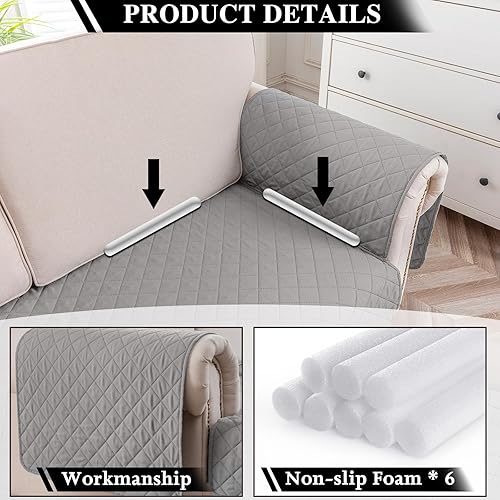 Miniatura 4 de Fundas para sofá modular, impermeables, en forma de L, 2 piezas, reversible, con funda para diván, protector duradero de muebles, fundas de sofá