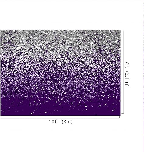 Miniatura 4 de Lofaris Fondo de fotografía Bokeh morado y plateado con purpurina para fiesta de feliz cumpleaños, fondo temático morado para adultos, mujeres,