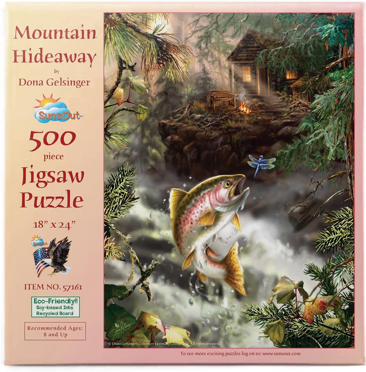 SUNSOUT INC - Mountain Hideaway - 500 pc Jigsaw Puzzle by Artist: Dona Gelsinger - Finished Size 18" x 24" - MPN# 57161