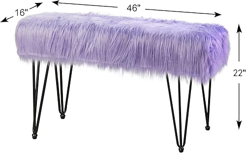 Miniatura 2 de Home Soft Things Otomana de piel sintética mongol morada lavanda 46 x 16 x 22 pulgadas acogedor taburete otomano de felpa esponjosa para sala de