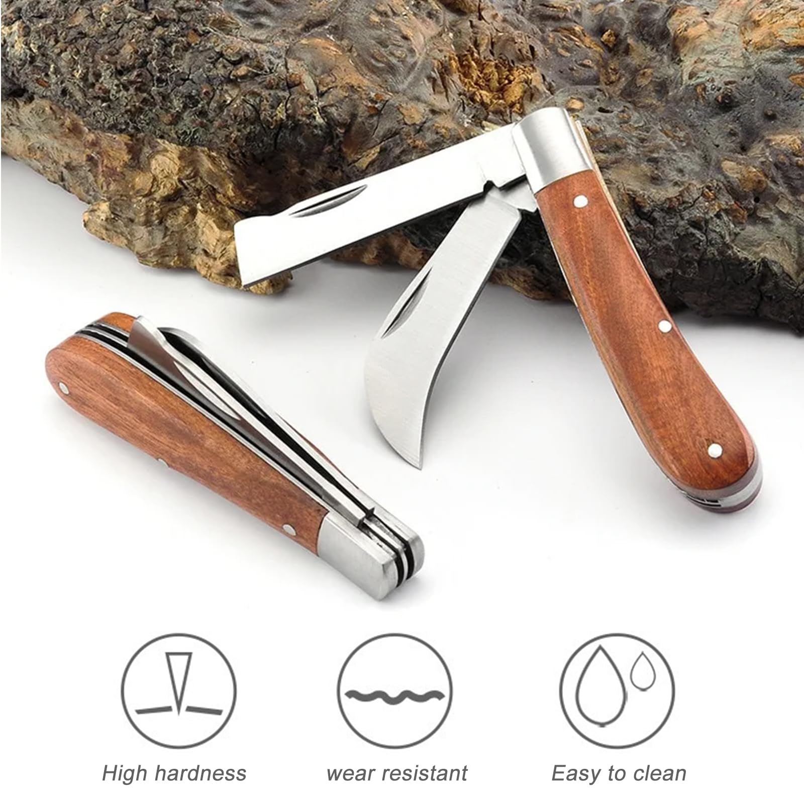 Coltello da Innesto,Coltello da Potatura Pieghevole per Innesti Multifunzionale Doppio Bordo, Acciaio Inossidabile per Germogliare, Innestare Erbacce, Arbusti e Rami