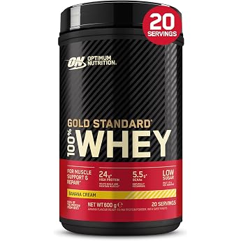 Optimum Nutrition Gold Standard 100% Whey, Protein Powder, Banana Cream Flavour, 600 g, 20 Servings