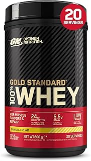 Visuel du produit : Optimum Nutrition Gold Standard 100% Whey, Protéine en Poudre, Goût Crème de Banane, 600g, 20 Doses