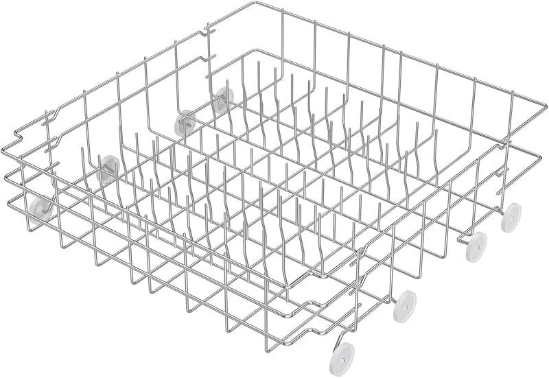 UPGRADED 808602302 Dishwasher Lower Dishrack for Frigidaire Kenmore Dishwasher Rack Replacement Parts with Wheel,808602302 154432602 Frigidaire Dishwasher Rack Parts 304 Stainless Steel Bottom Rack