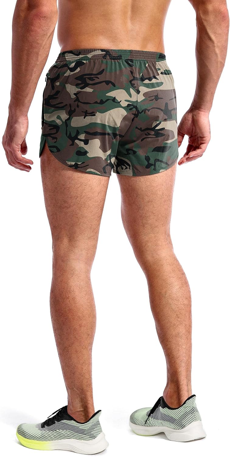 Pudolla Men’s Running Shorts 3 Inch Quick Dry Gym Athletic Workout Shorts for Men with Zipper Pockets - Image 4