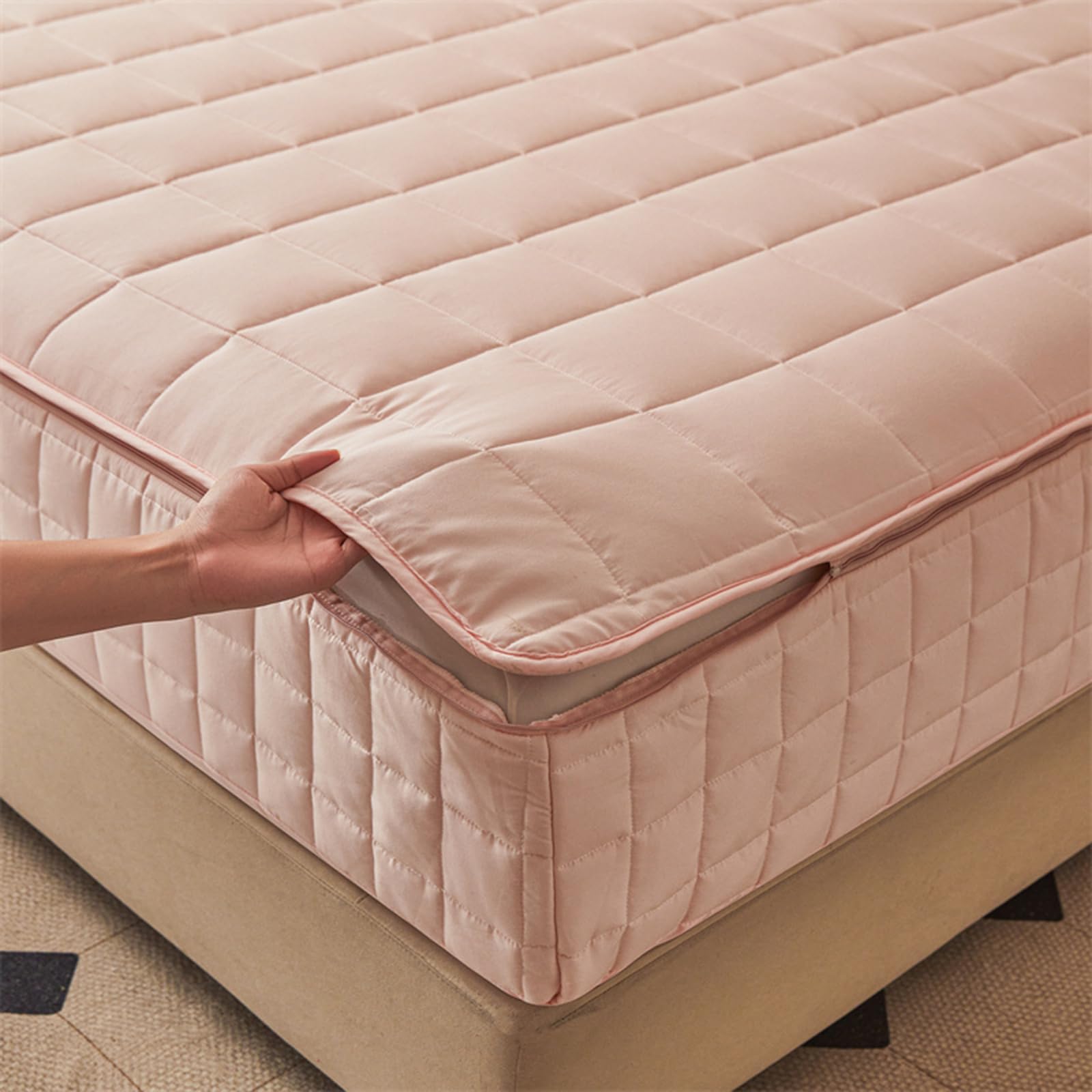 Coprimaterasso trapuntato impermeabile – Dimensioni standard con cerniera 140 x 190 cm antipolvere e rimovibile, massimo comfort e protezione per lo spostamento, adatto per materassi da 150 x 200 + 16